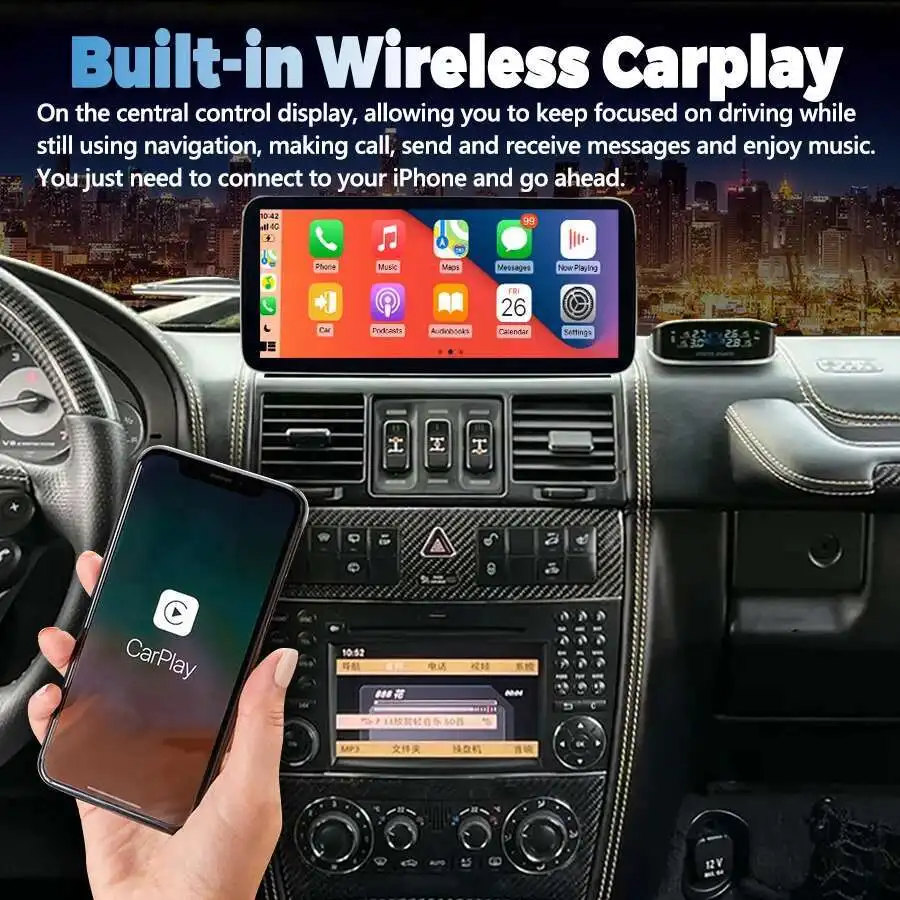 راديو سيارة يعمل بنظام أندرويد 14 مقاس 12.3 بوصة مع مشغل فيديو شاشة لسيارة Mercedes Benz G Class W461 W463 G350 G400 G500 G63 G65 #6