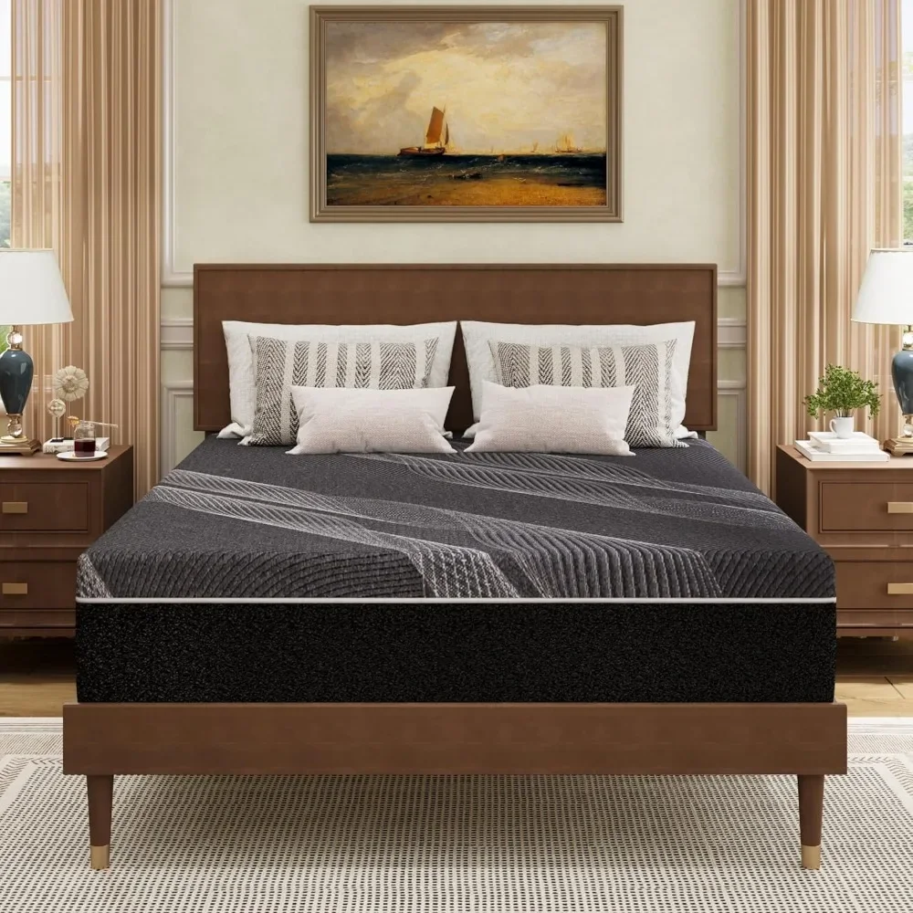 

Mattress 12 Inch Charcoal Memory Foam in A Box, CertiPUR-US Certified, Fiberglass Free, Gel Double Mattress