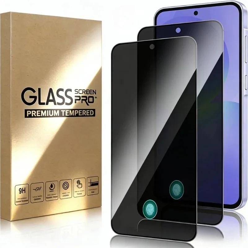 2Pack 9H Fingerprint Unlock Privacy Screen Protector For Samsung A57/37/27/17/07 A56/36 HD Anti-Fingerprint Tempered Glass Cover