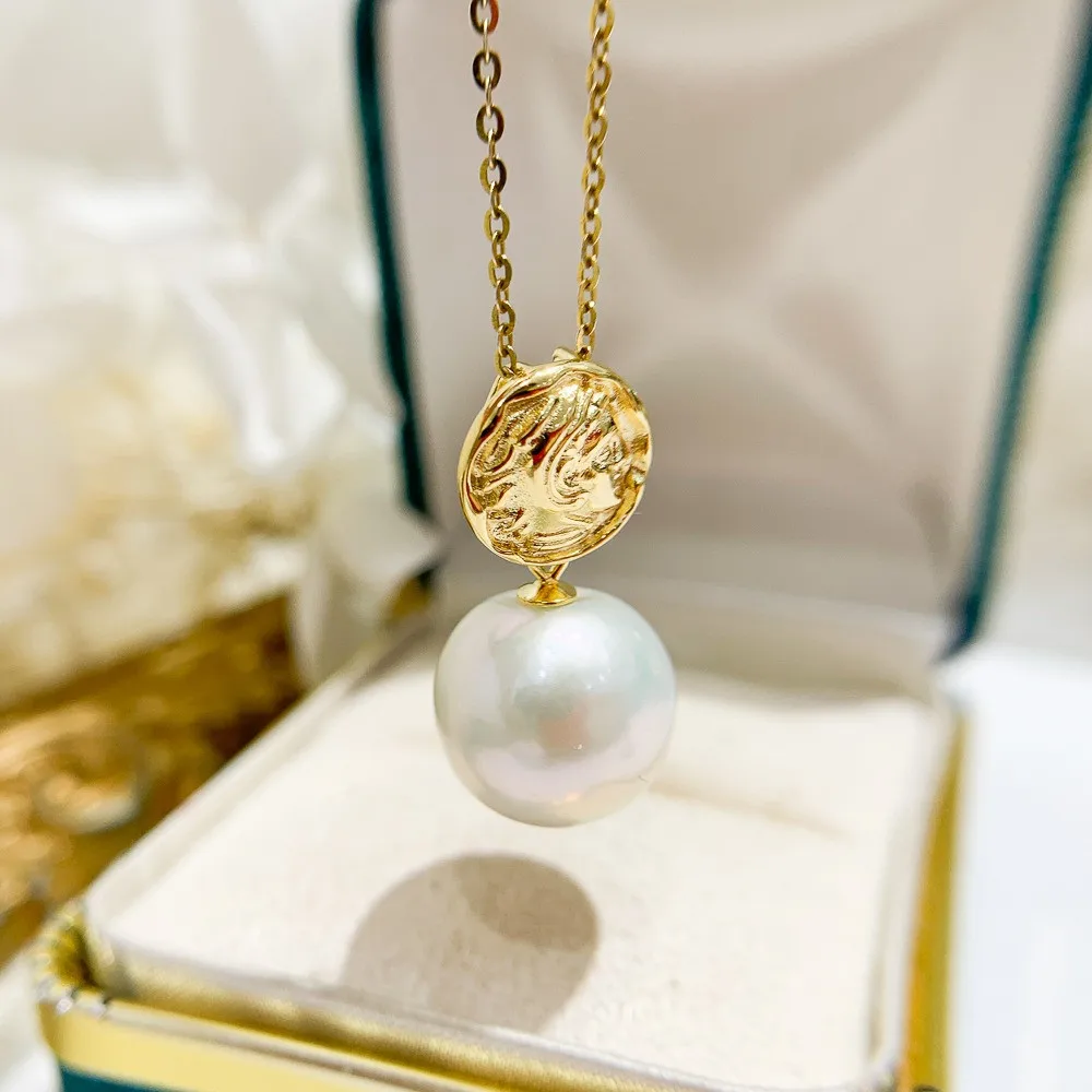 DIY Pearl Accessories S925 Pure Silver Pendant with Empty Support Gold Silver Necklace Pendant Fit 10-13mm Round Bar D283