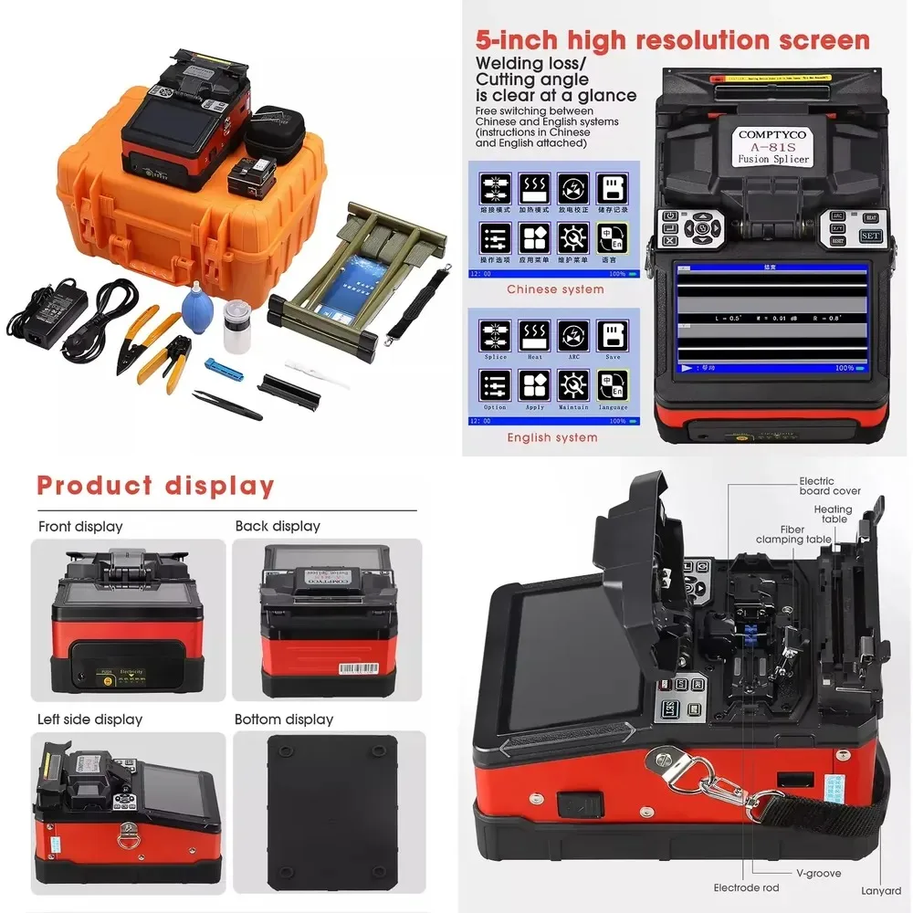 

A-81S High Precision Automatic Induction Heating SM MM Single Fiber Fiber Optic fusion Splicer Machine