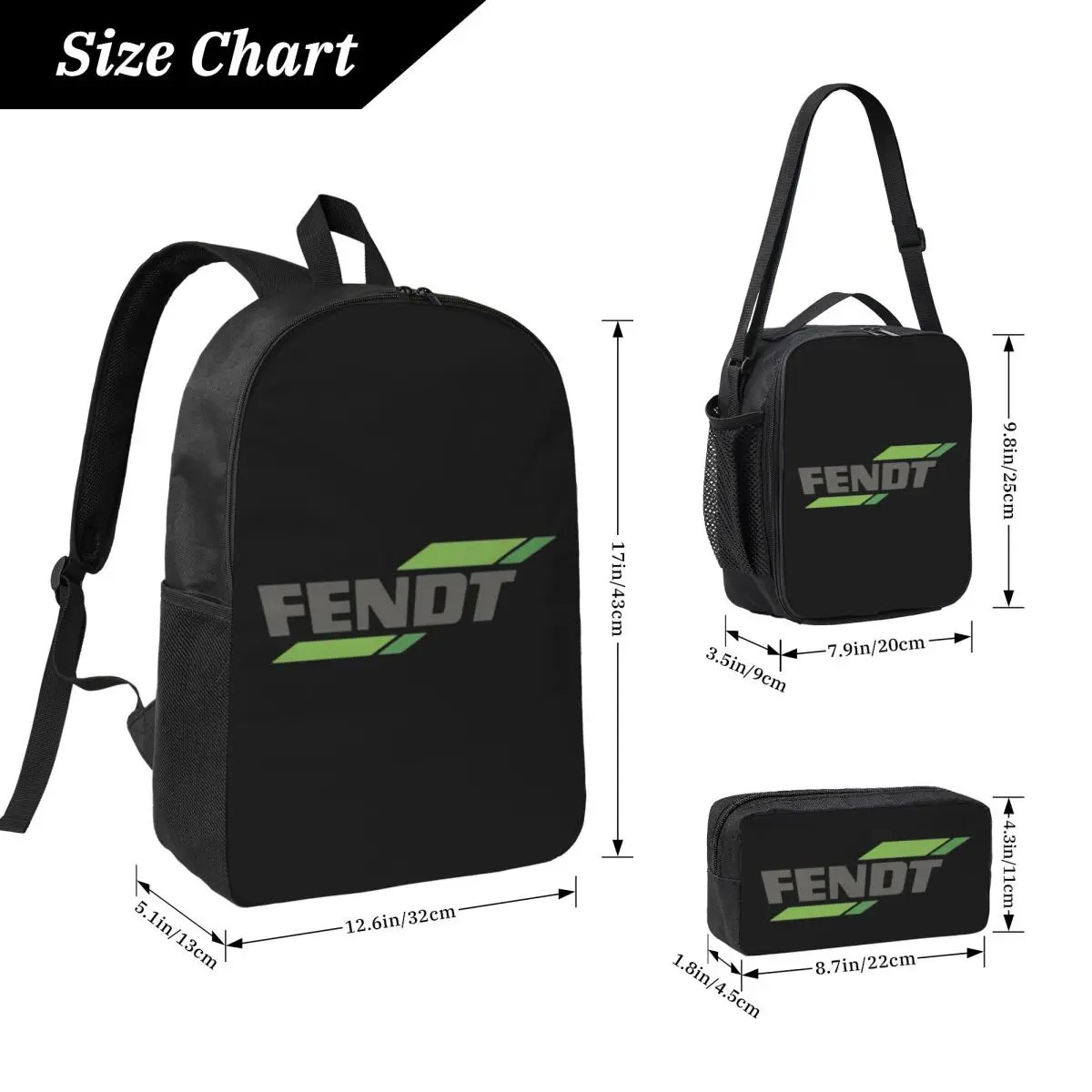 Fendt Tractor Backpack Student BookBag School Bag Laptop Shoulder Bags 3ps Insulated Lunch Bag Pencil Case