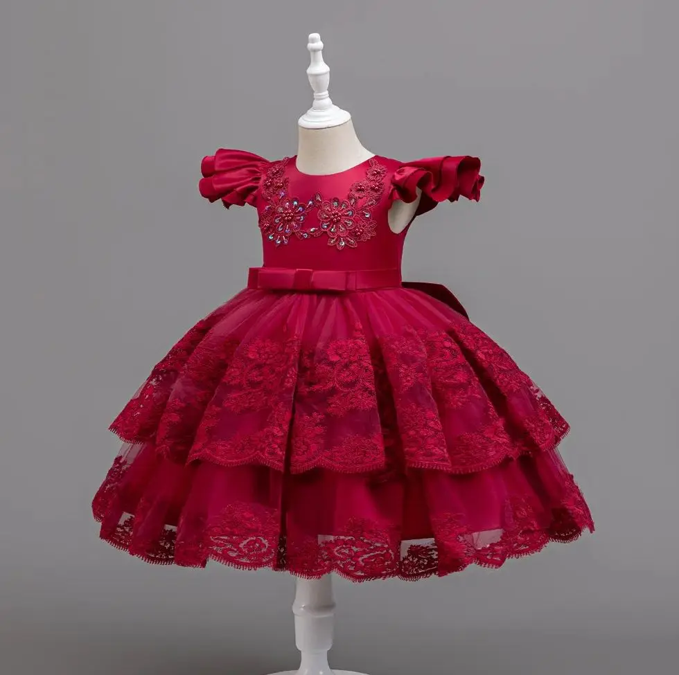 Embroidery Girls' Party Dress Kids Girl Clothes Lace Child Princess Dresses 3-10 Years