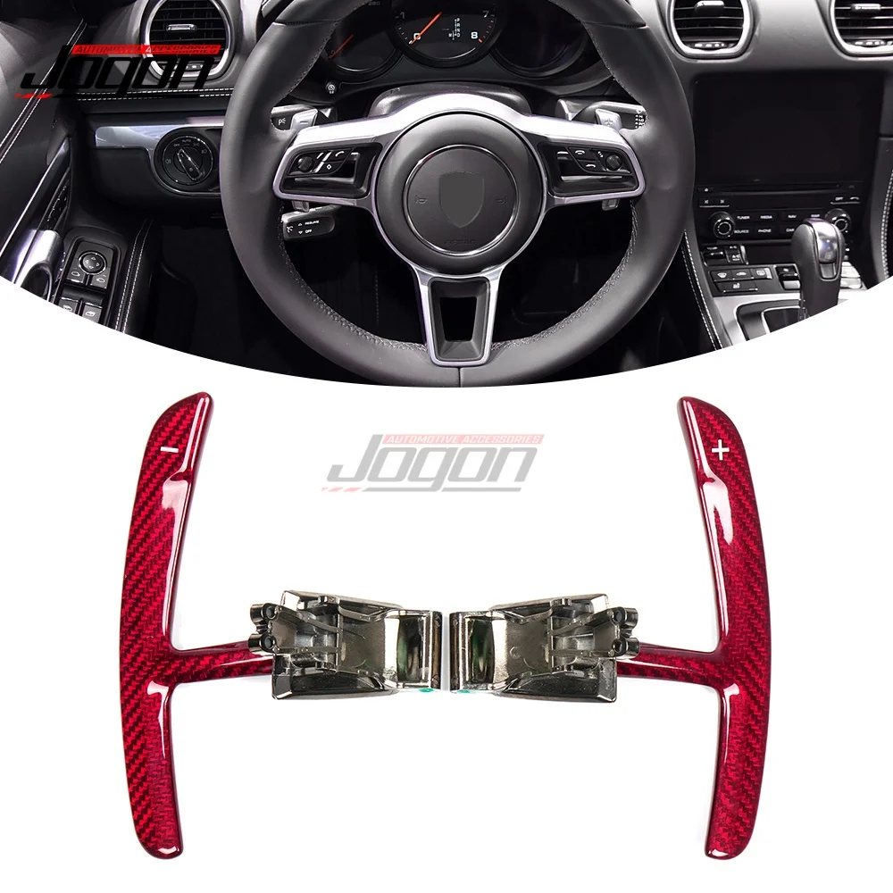 

Replace RED Carbon Fiber Steering Wheel Paddle Shifter Extension For Porsche 991 911 718 Panamera Macan Cayenne Car Accessories