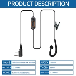 Baofeng-780 Headset Mic para Walkie Talkie, Two Way Radio Acessórios, fone de ouvido para BaoFeng UV-5R, UV-5RH, UV-21 PRO, Novo 10 principais vendas fonia capacete baofeng - №5