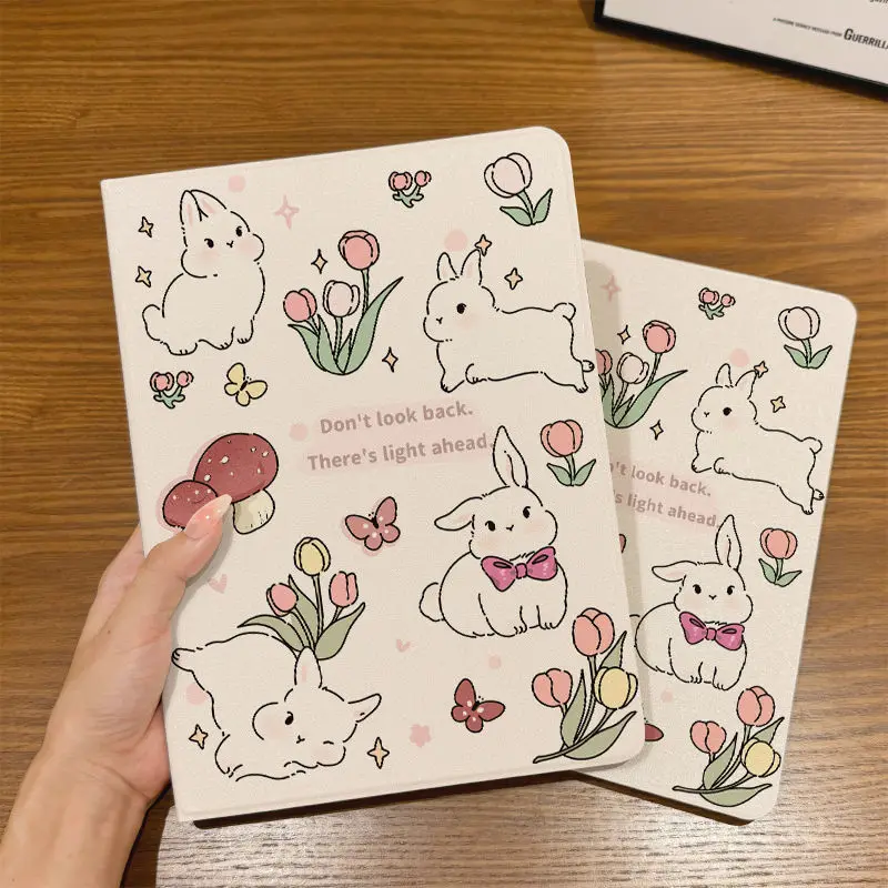 

Smart Pencil Holder Funda for IPad Pro 11 2022 Air 5th 4th Air 2/3 10.5 IPad 10.2 Case 7/8/9th Generation Cartoon Tulip Bunny