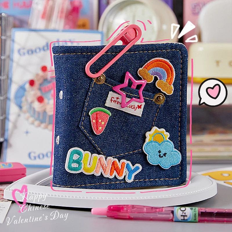 Denim DIY Mini Retro Binder Fabric album Photocard Holder 3 inches Photo Album Kpop Idol Notebook Collect Book storage book