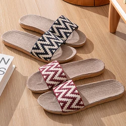 Summer Linen Slippers Women Home Floor Anti-slip Slides Ladies Comfortable Slippers Flat Shoes Female Zapatos Mujer