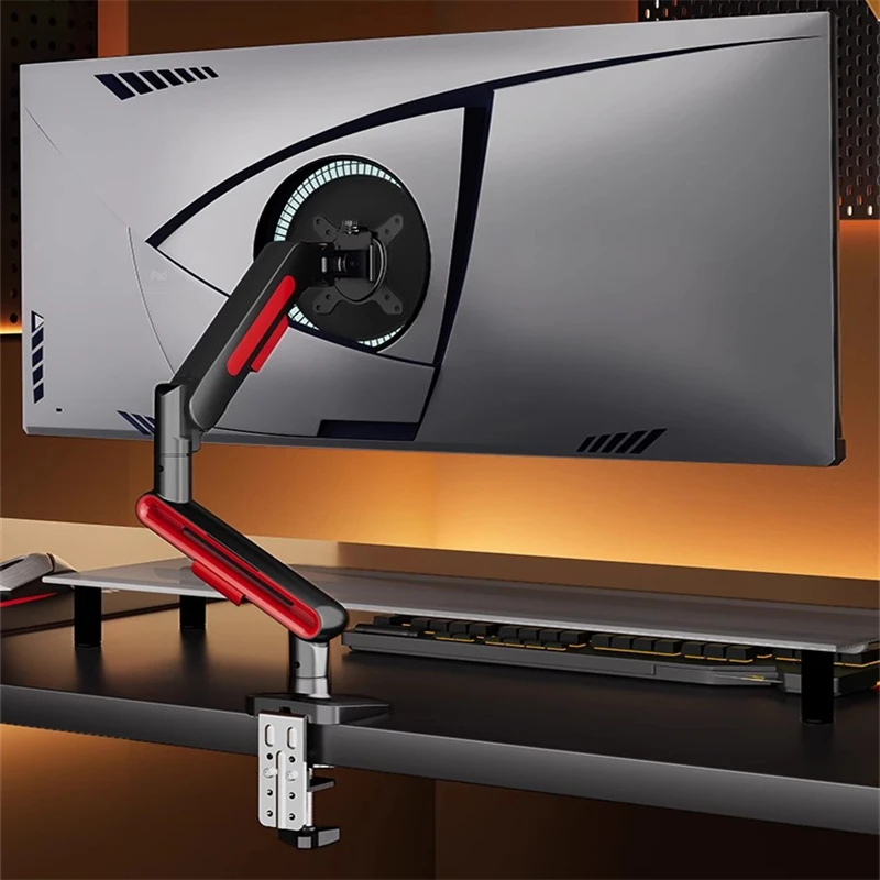 Single Monitor Arm Mount for 13-32 In Screens Adjustable Desk Stand with Clamp/Grommet Mount，VESA & RGB Tilt & Swivel Holds 9kg