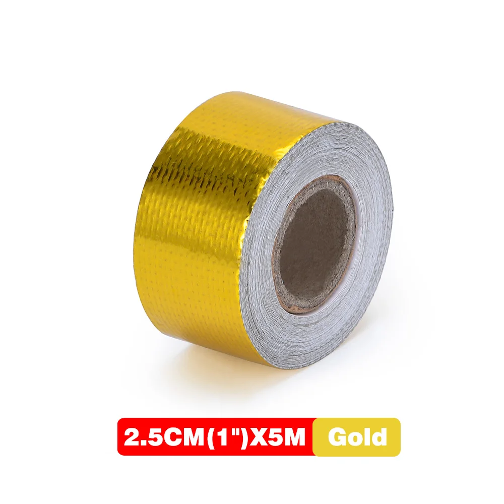 Ein goldenes 2 ''thermisches Abluft band Luft ansaug wärme isolation schild Wrap reflektierende Wärme barriere selbst klebender Motor 2 Zoll 5/10m