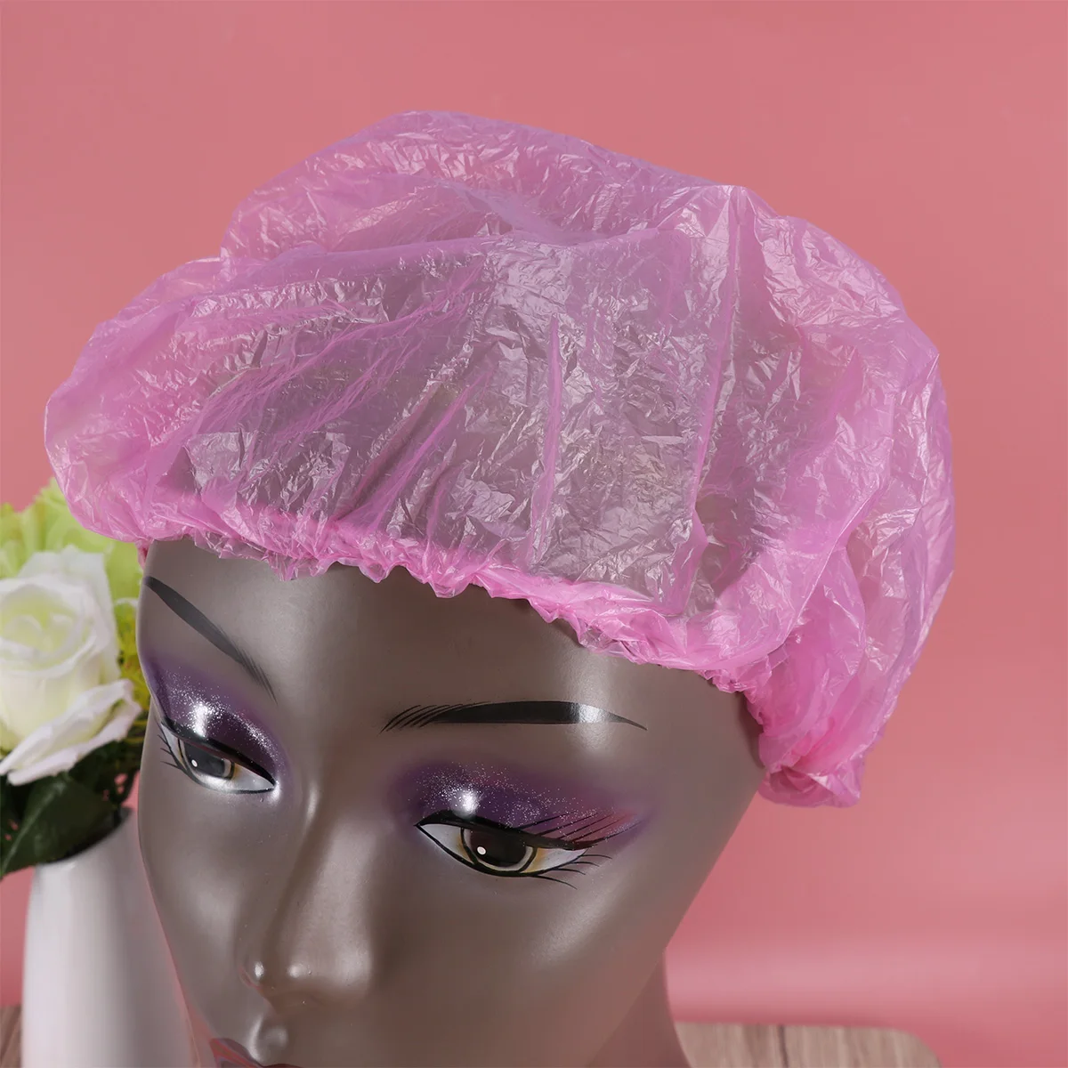 

10pcs Disposable Shower Bath Hat For Hair Dye Lightweight Waterproof Plastic Hat With Elastic Fit Hair Dye Cover For Home Use