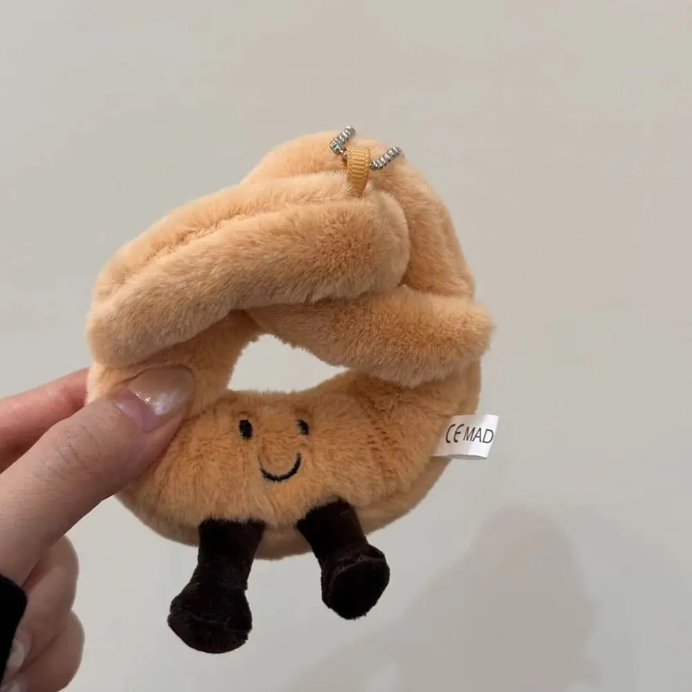 Creative Plush Pizza Bread Pendant Cartoon Hanging Ornament Croissant Keychain Stuffed Doll Bag Pendant Bag Accessories