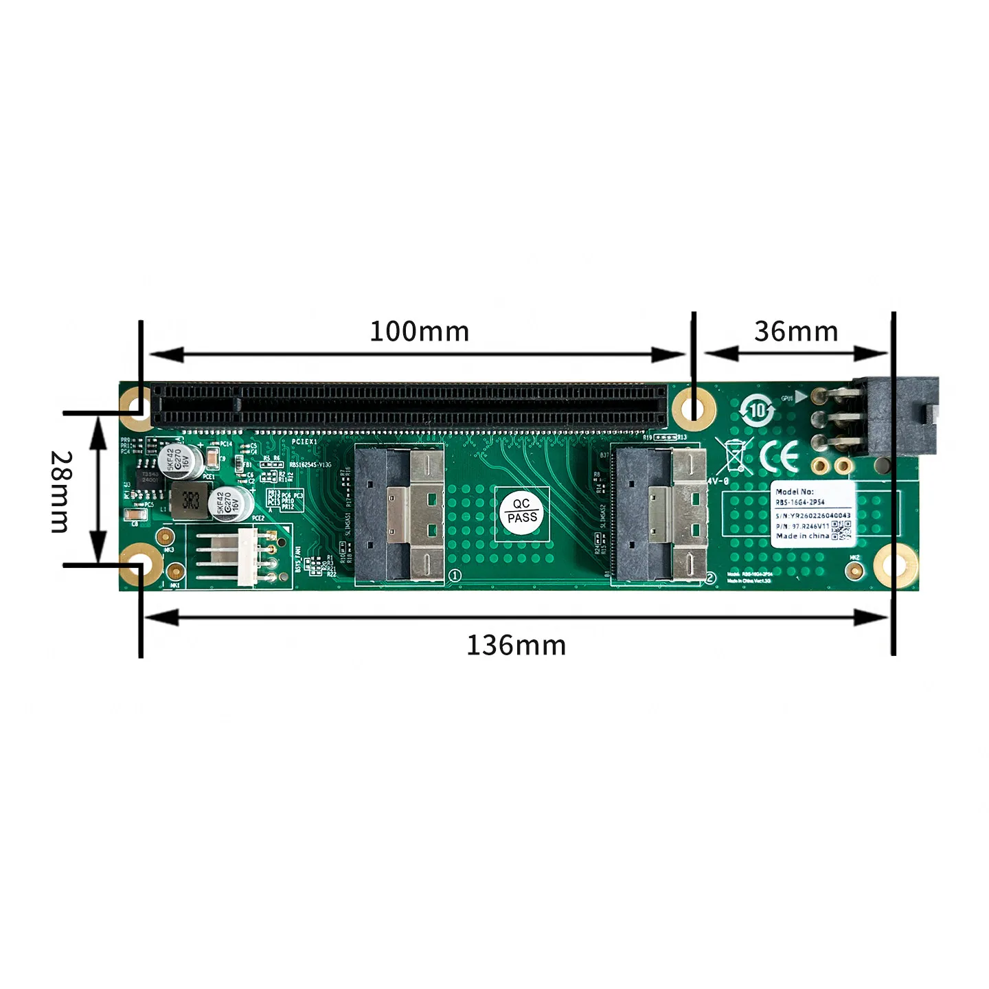 discrete graphics card U.2 extended adapter expansion PCIe4.0 x16 to SlimSAS 8654 half-height adapter card