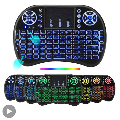 Air Mouse Backlit Mini Wireless Keyboard Azerty Spanish French Portuguese Russian Brazil Language With Touchpad N PC TV Box RGB - View 1