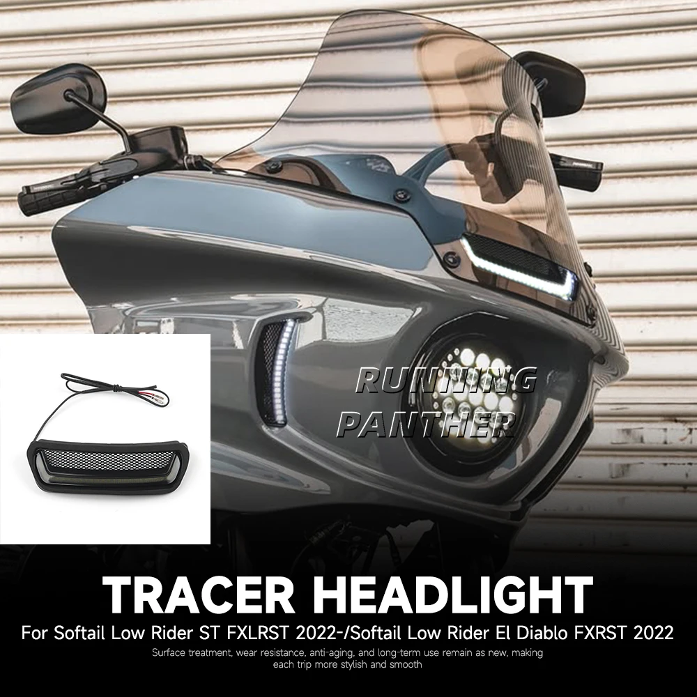 

2022-2024 For Harley Softail Low Rider ST/El Diablo FXRST/FXLRST Motorcycle NEW White Tracer Headlight Vent Accent LED