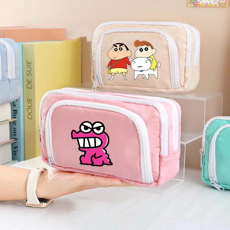 

Crayon Shin-chan Pencil Case Boy Girl Cartoon Anime Pencil Pouch Student Multi Layer Large Capacity Pen Case Cute Stationery Bag