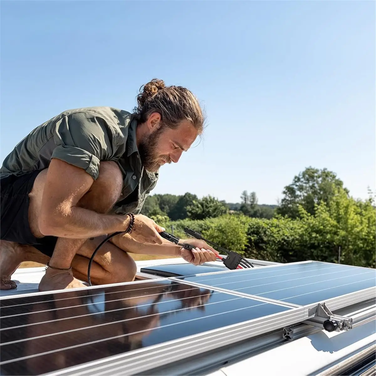 feelfeel Solar Parallel Connectors, 2-3 Panels, 10AWG Y Branch Adapter Cable, Waterproof