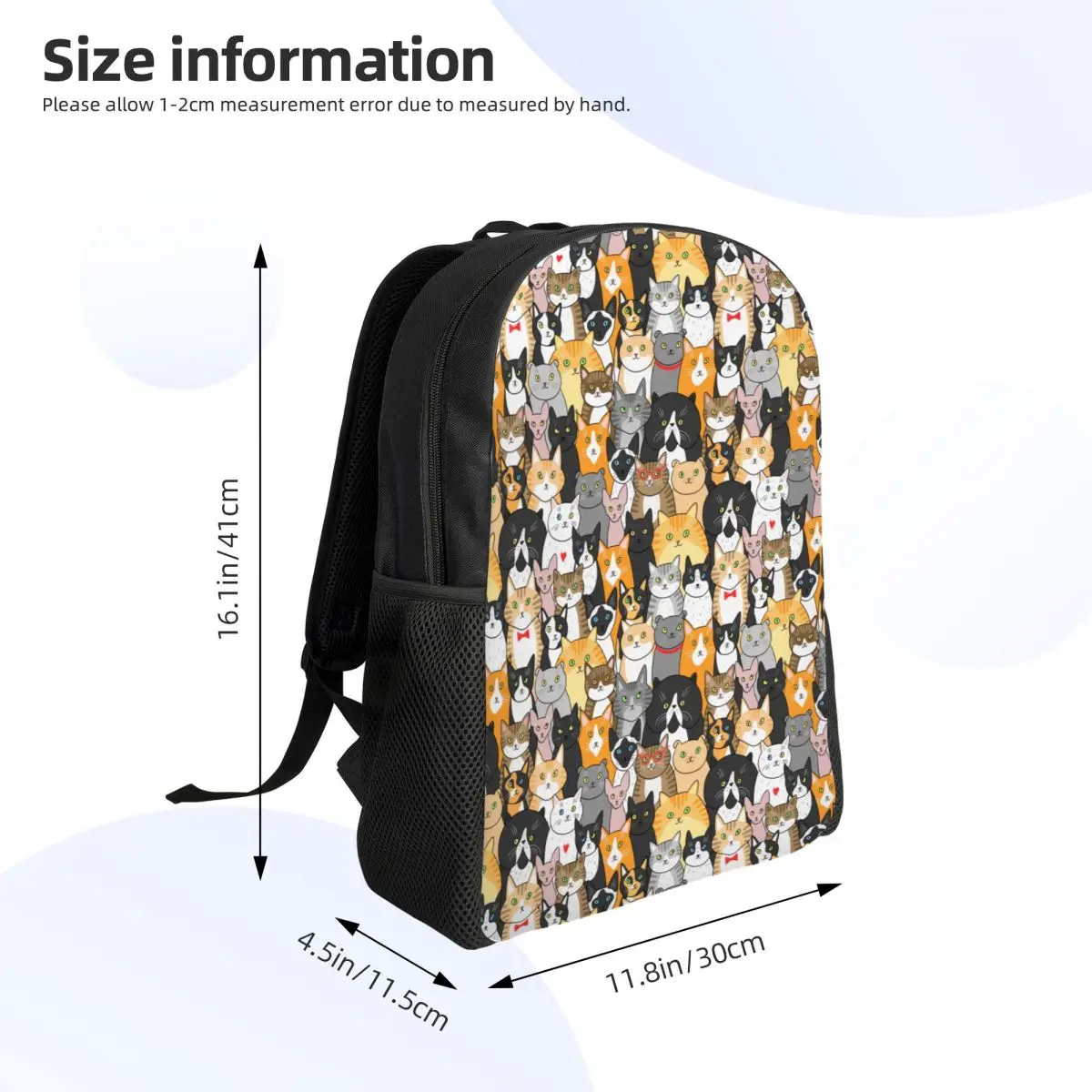 Custom Cute Cats Pattern Animal Pet Backpacks for Men Women School College Student Bookbag Fits 15 Inch Laptop Bags