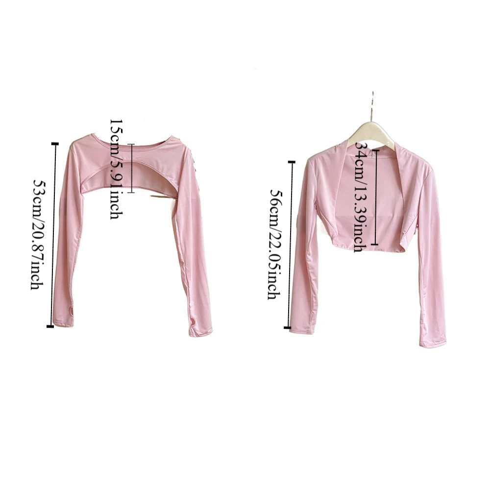 Top corto ultrafino de manga larga Anti UV Blusa corta con protección UV y mangas largas de seda helada de secado rápido
