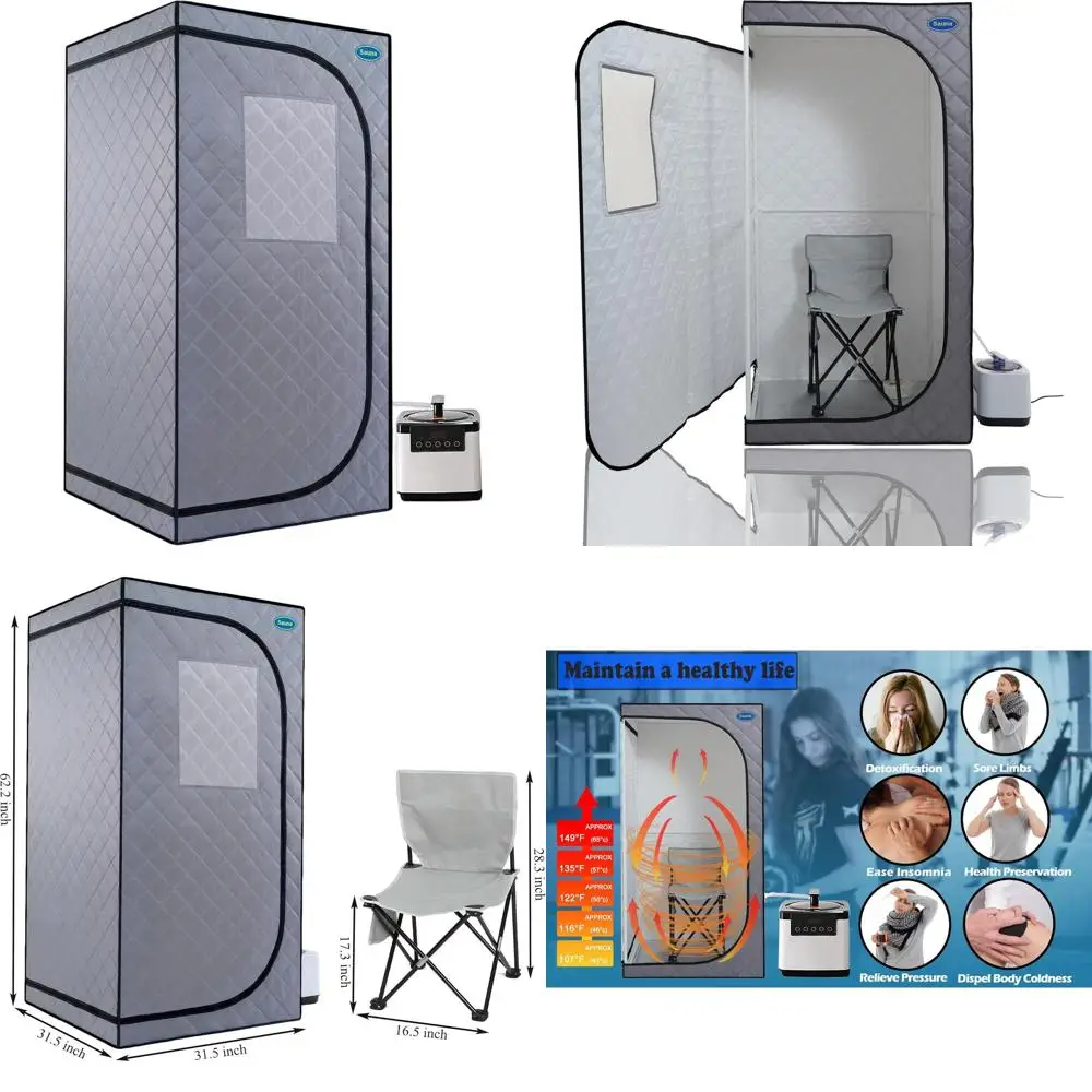 

Portable Steam Sauna Tent - Large Size Home Spa, 1000W Steam Generator, 60-Minute Timer with Remote