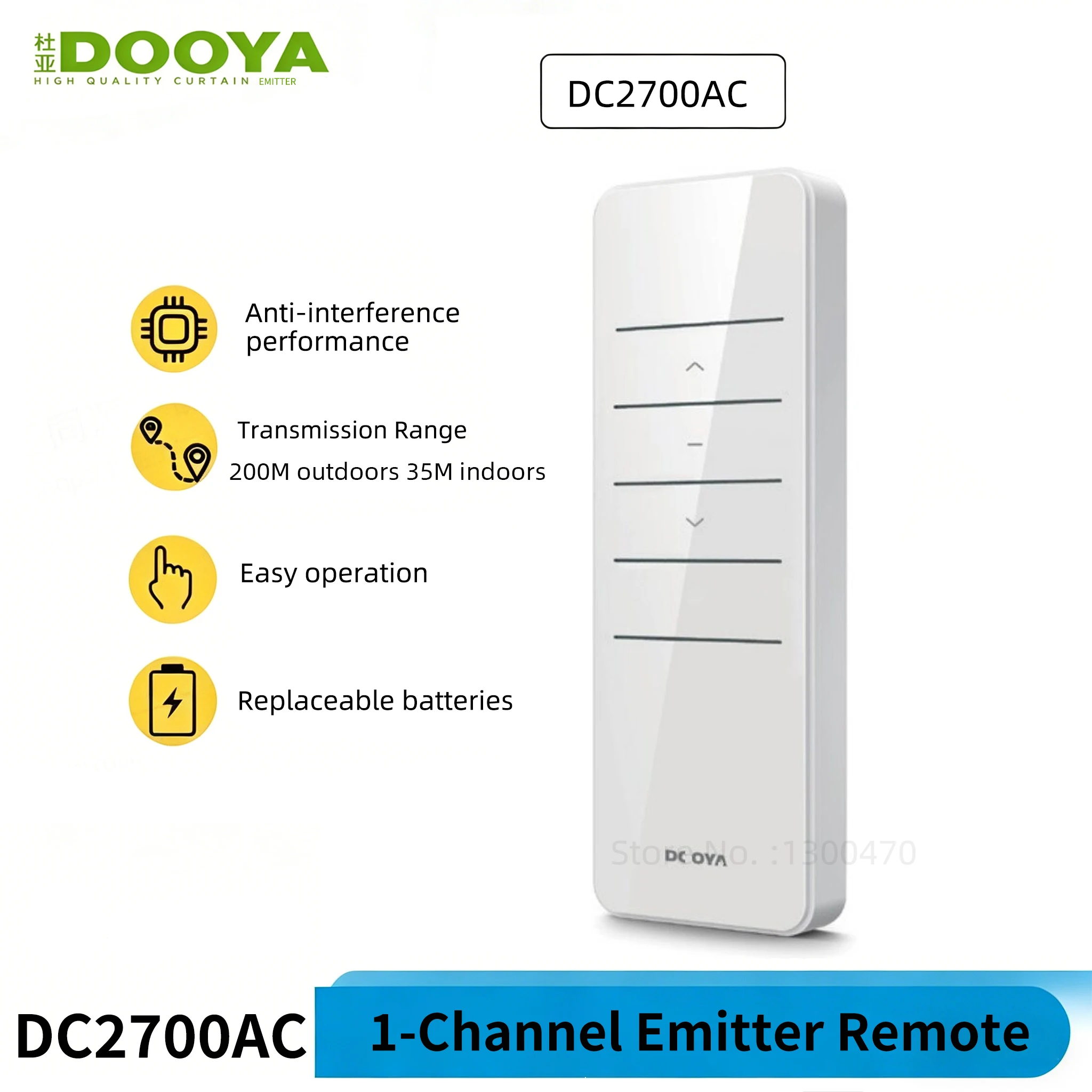 Dooya DC2700AC 433mhz Single Channel RF Transmitter Emitter Remote Controller For Dooya Curtain Motor Tuya Wifi Zigbee Motor