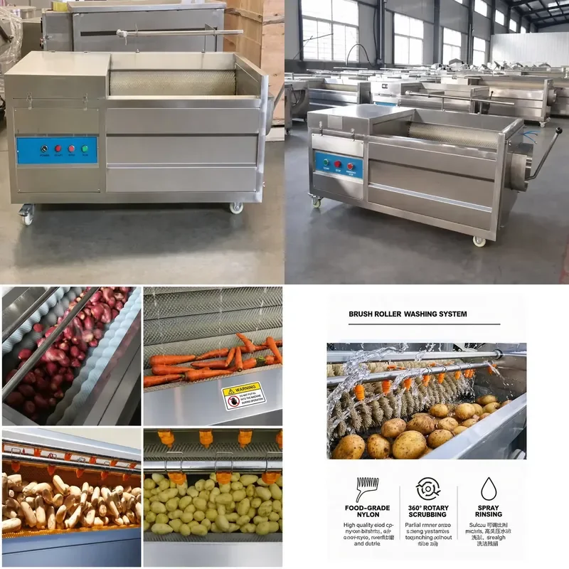 Factory Potato Cleaning and Peeling Machine Vegetable Washer Peeler for Commercial Kitchen Food Processing Equipment