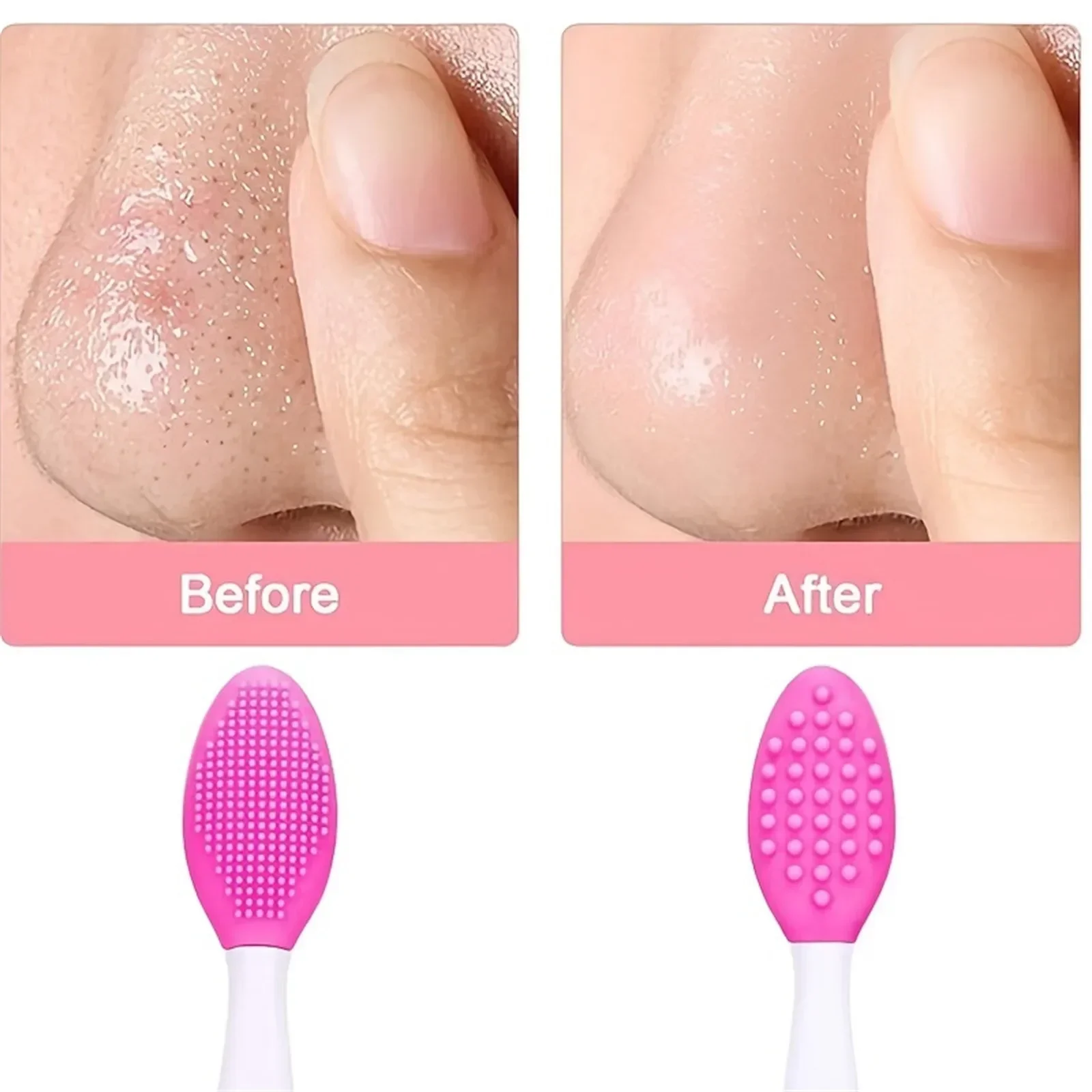 Skin Care Lip Exfoliating Facial Cleansing Face Scrub Nose Clean Brush Blackhead Remove Silicone Double-Sided Skin Care Tool