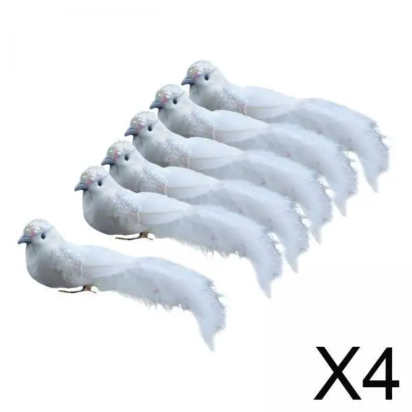 

4x 6Pcs Mini Artificial Birds Sculpture Realistic Garden Figurine Foam Birds for