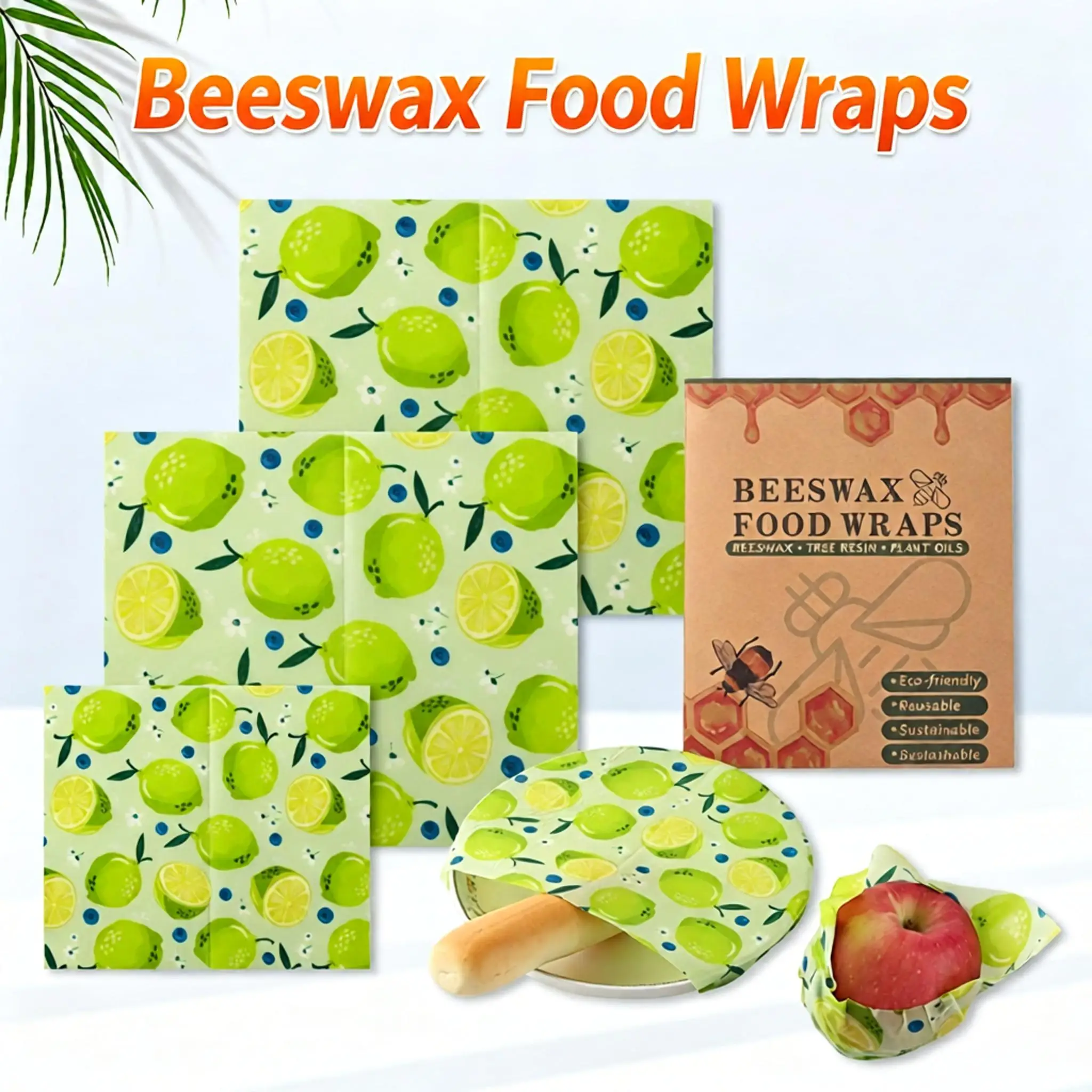 Beeswax Food Wrap Food Paper Recyclable Food Packaging Cotton Cloth Amazon Cross-Border Hot Item with Certification