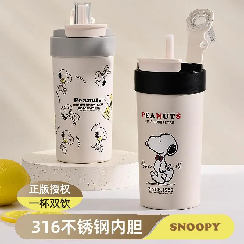 New Snoopy Cartoon Cute Food Grade 316 Stainless Steel Children's Double Drink Insulated Cup Student Insulated Cup