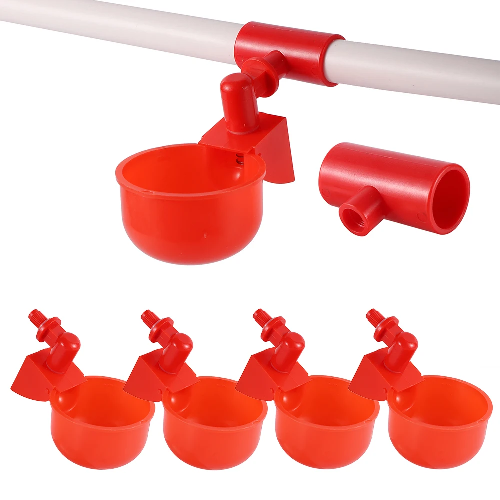 5pcs Automatic Poultry Drinking Bowl Chicken Waterer Cups Duck Drinking Machine Hanging Drinking Bowls Water Dispenser Acessory