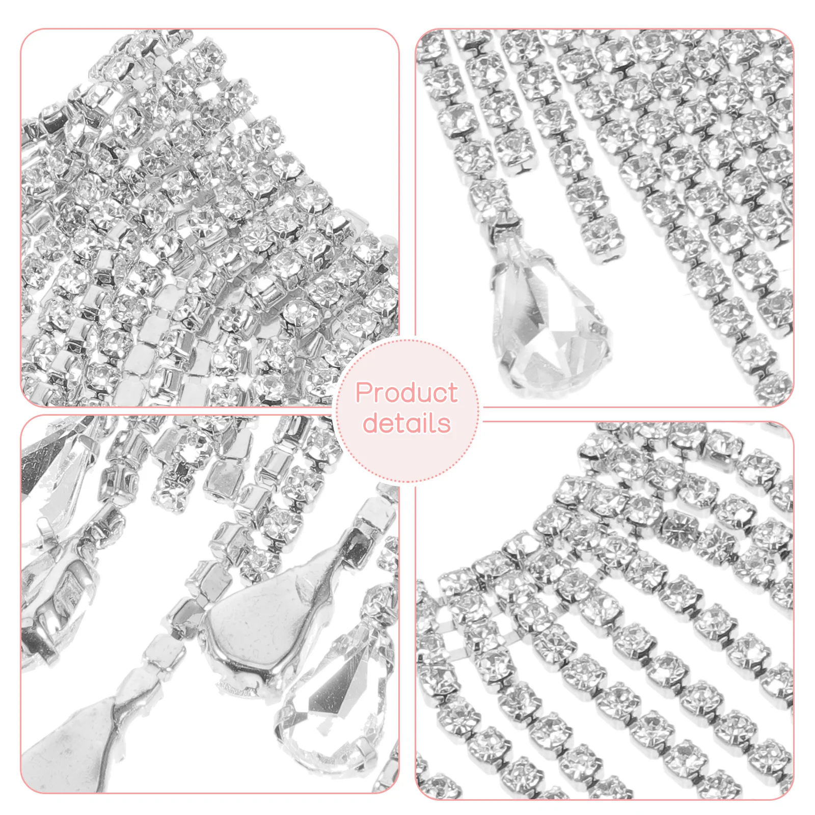 

Rhinestone Chain Tassel Fringe Trim Durable Metal Decoration for DIY Clothes Bags Hats Rhinestone Fringe DIY Chain