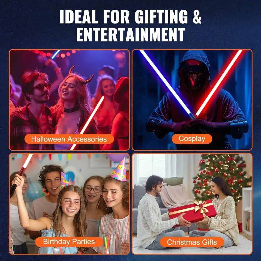 40 Inch Rechargeable RGB Light Sword 12 Color Options 16 Sound Effects Fantasy Role Play Toy