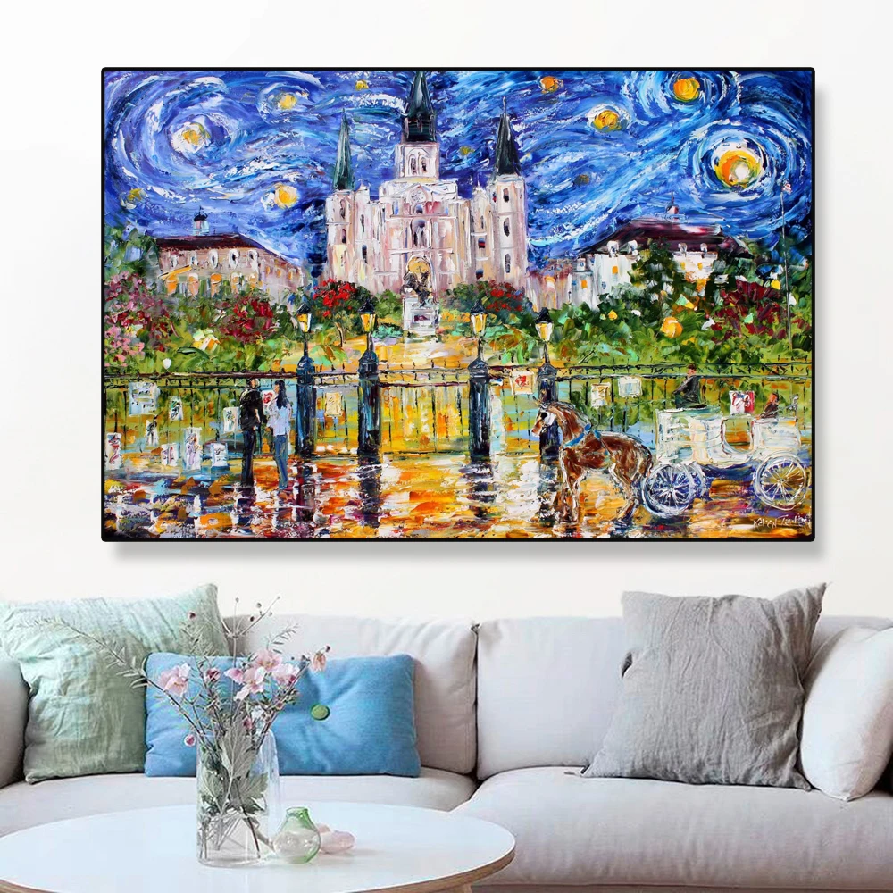 Paris Romance Canvas Print Oil Painting Paris art Warmed by the sun Poster Modern Colorful Watercolor Picture Home Room Decor