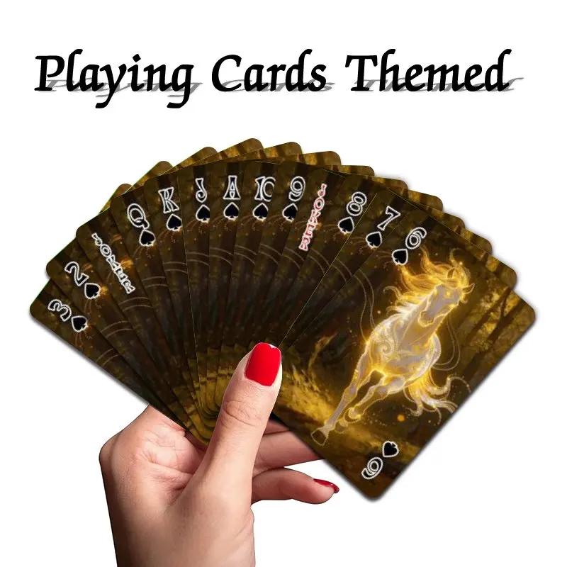 54pcs Playing Cards, Premium Poker Card Deck for Blackjack, Euchre, Canasta, Family Game Night with Mythical Starry Horse Design view 5