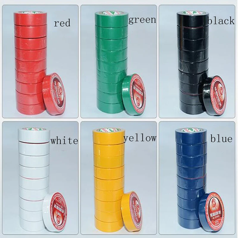 Color Electrical Tape PVC Wear-Resistant Flame Retardant Lead-Free Electrical Insulation Tape Waterproof Tube Color Tape 1PC