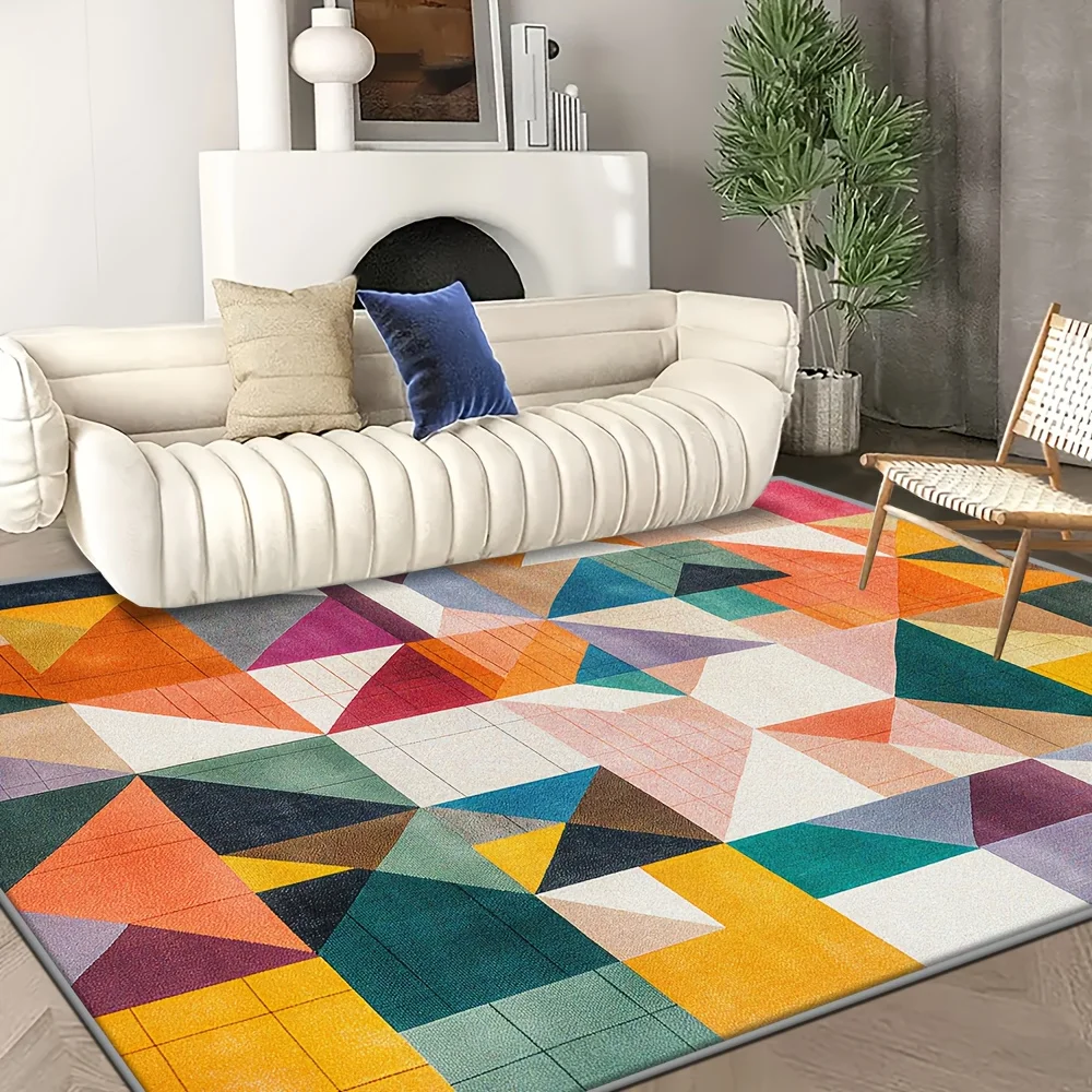 Contemporary Asymmetrical Shape Design Carpet Non Slip Soft Touch Rug For Home Office Dining Room Decoration