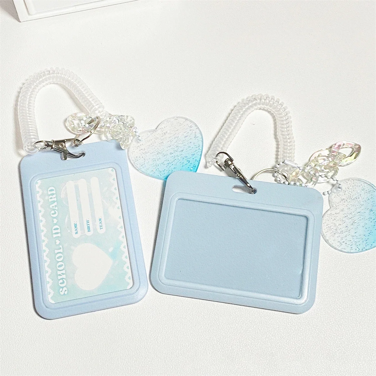 High-looking Glitter Powder Love Cloud Gradient Gu Card Keychain Bus Card Student ID Card Holder