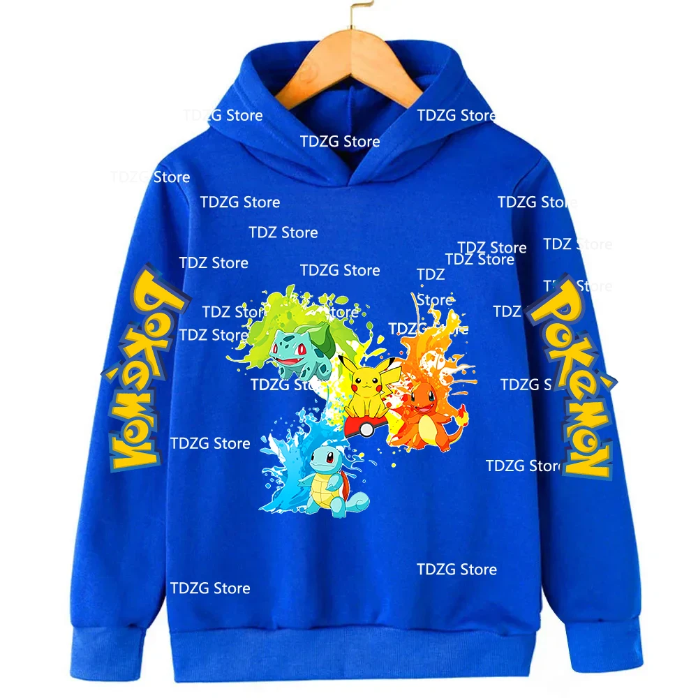 الخريف أنيمي بيكاتشو جيب وحوش الفتيان والفتيات الكرتون المطبوعة عارضة محبوك مقنعين ملابس رياضية الطفل ملابس الأطفال #5