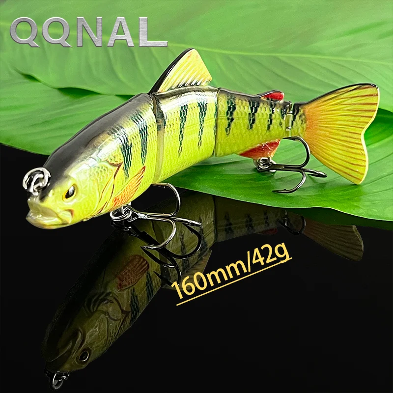 QQNAL New 16cm 42g New Artificial Bait Big Fishing Lure 4 Segment Sinking Swimbait Crankbait Hard Bait Slow Big Game Fish Lure