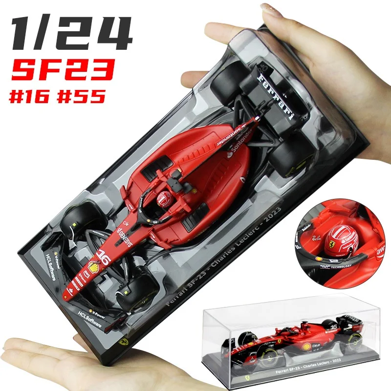 Bburago 1:24 scuderia ferrari team sf23 f1 rennsport legierung automodell #16 charles leclerc #55 carlos sainz formel druckguss spielzeug