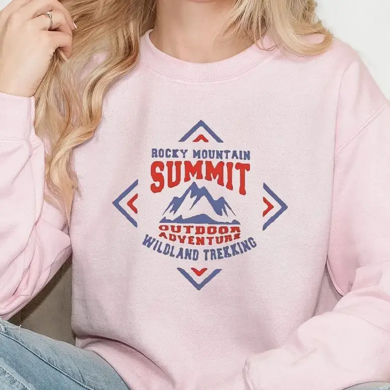 

Retro Vintage Sweatshirt Graphic Hoodies Y2K Tops Casual Daily Wear Unisex Versatile Stylish Pullover Rocky Mountain Summit