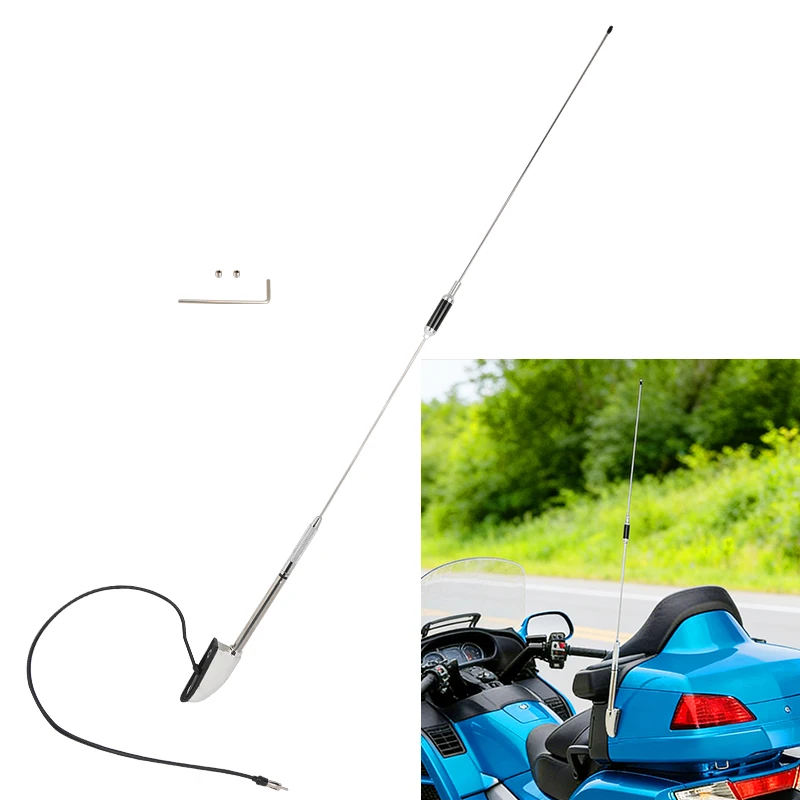 Motorcycle Chrome Rear Trunk Mount Antenna Strong Signal Audio Navigation Antenna for Honda Goldwing GL1800 GL1500 2001-2017