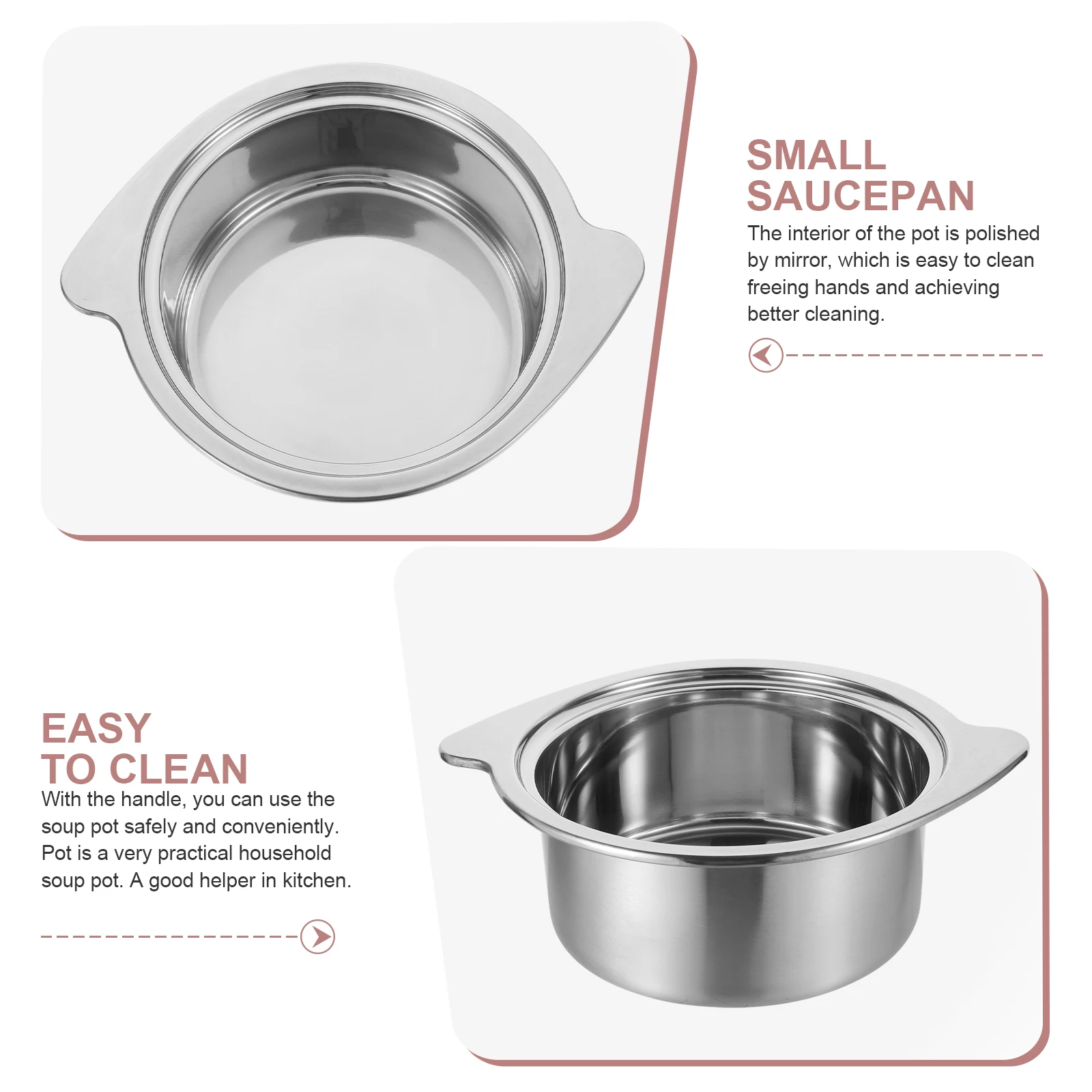 

Stainless Steel Single Serving Hot Pot Mini Soup Cooker 18cm Diameter Burn Resistant Handle Easy Clean Mirror Finish Reusable