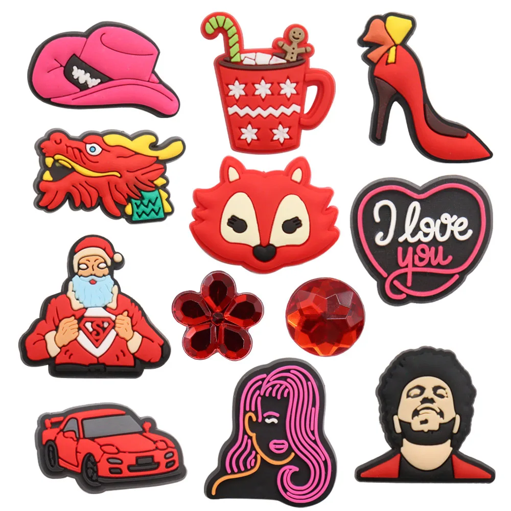 

Wholesale 50Pcs PVC Santa Claus Car Famous Singer Shoe Charms Buckle Clog I Love You Shoe Decoration Fit DIY Backpack