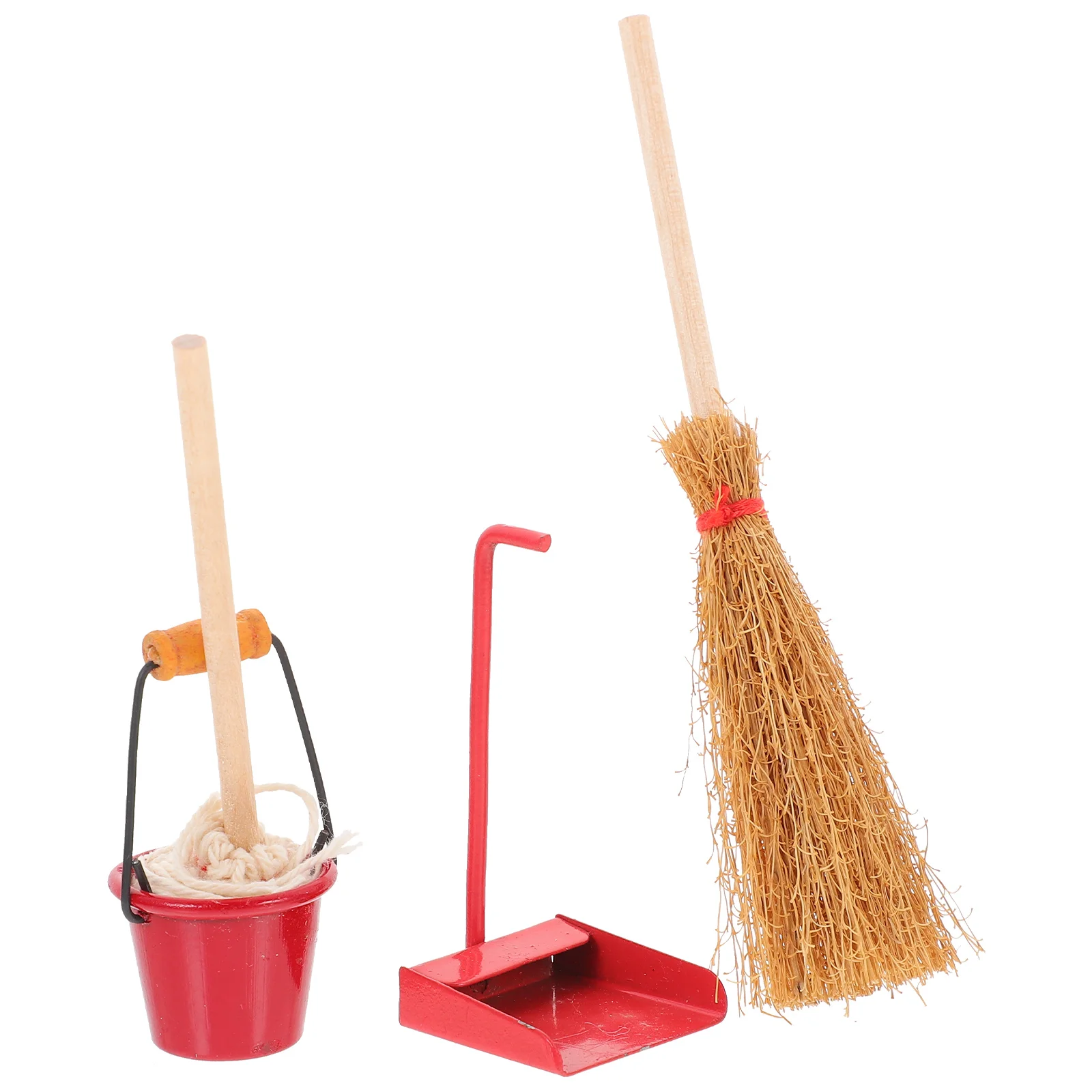 Mini Mop Figurines Props House Cleaning Kit Miniature Brooms Simulated Dolls Tools