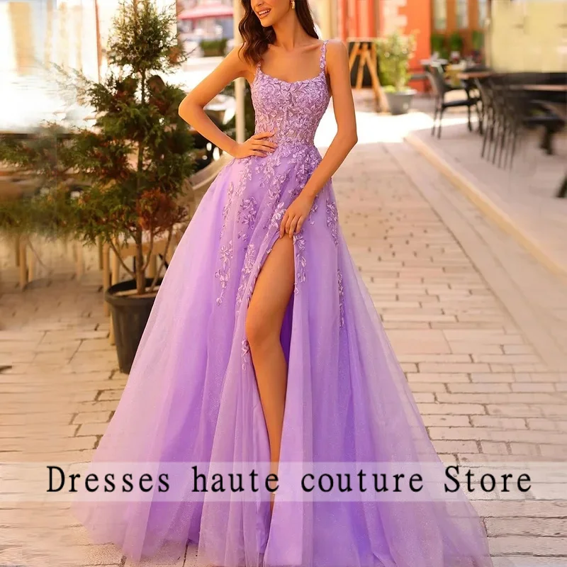 Purple A Line Prom Dress 2026 Long Evening Party Dresses with Applique Elegant Wedding Party Gowns Customized