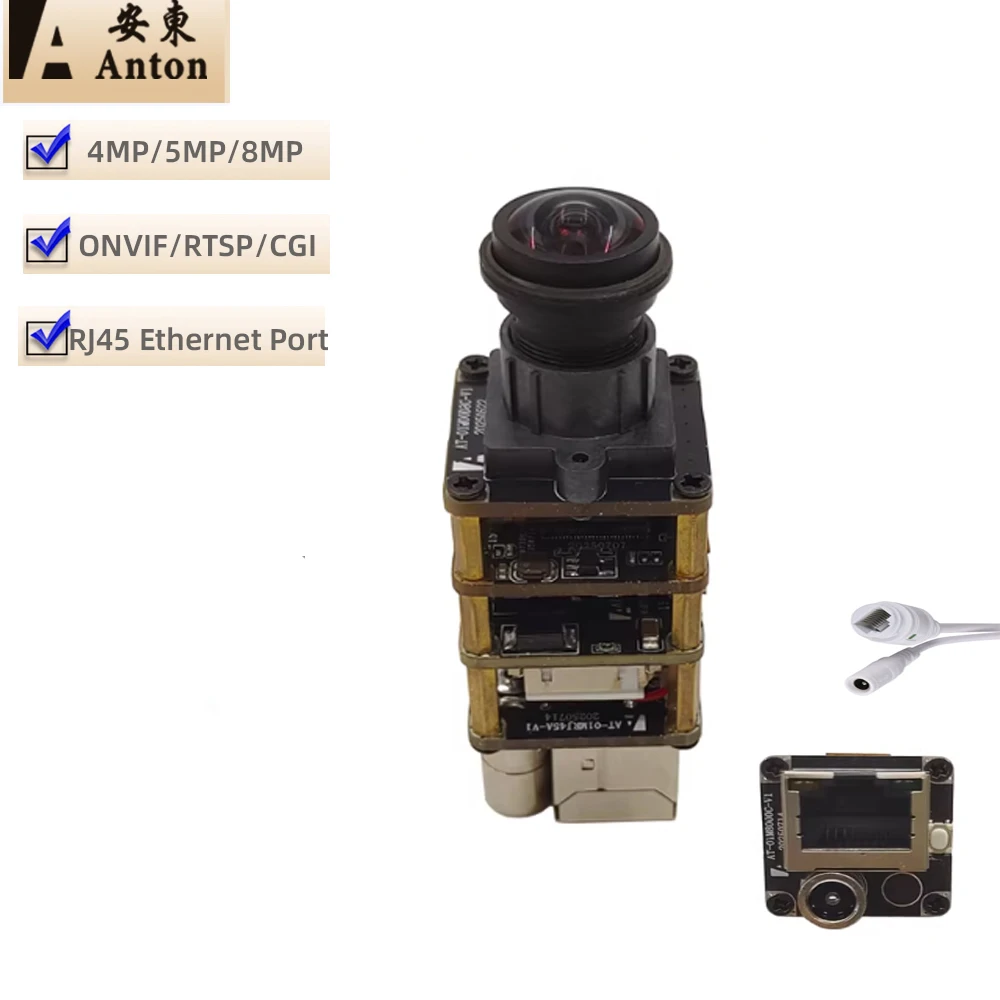 

DIY IP Camera Module Board with RJ45 Cable 2K 4MP 5MP 4K 8MP ONVIF RTSP With RJ45 Cable Mobile APP low lux 2.6mm Lens Industrial