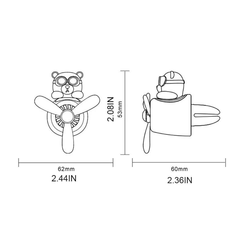Diffuser Decor Bear Piloting Vent Air Freshener Auto Accessories Solid Gifts for Family Colleagues - view 6
