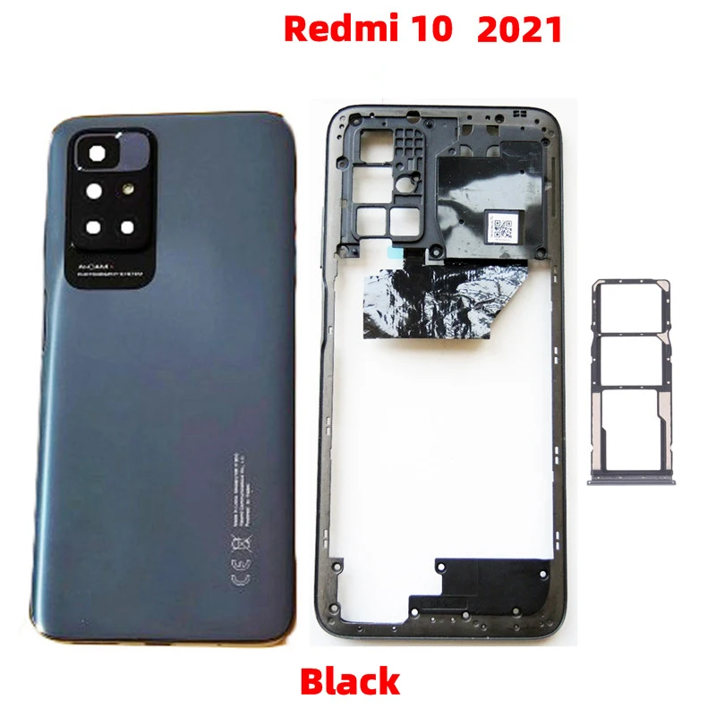 Casing sasis belakang 2022 Prime, casing rangka belakang + rangka tengah dengan lensa kamera + nampan kartu Sim, suku cadang ponsel untuk Xiaomi Redmi 10 , 10 Prime